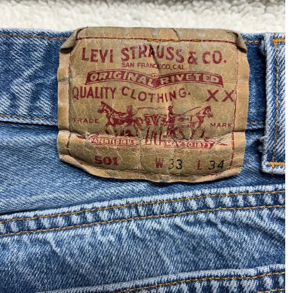 Vintage Levi's 501 Jeans 33x34 Men Straight Leg 501-0115 Made in USA 1991